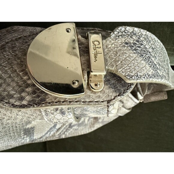 Cole Haan Designer Neutral Snake Print Leather Shoulder Hobo Bag Gold Hardware - Picture 5 of 16